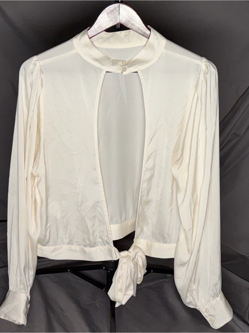 Banana Republic Ivory Backless Blouse With Tie Back